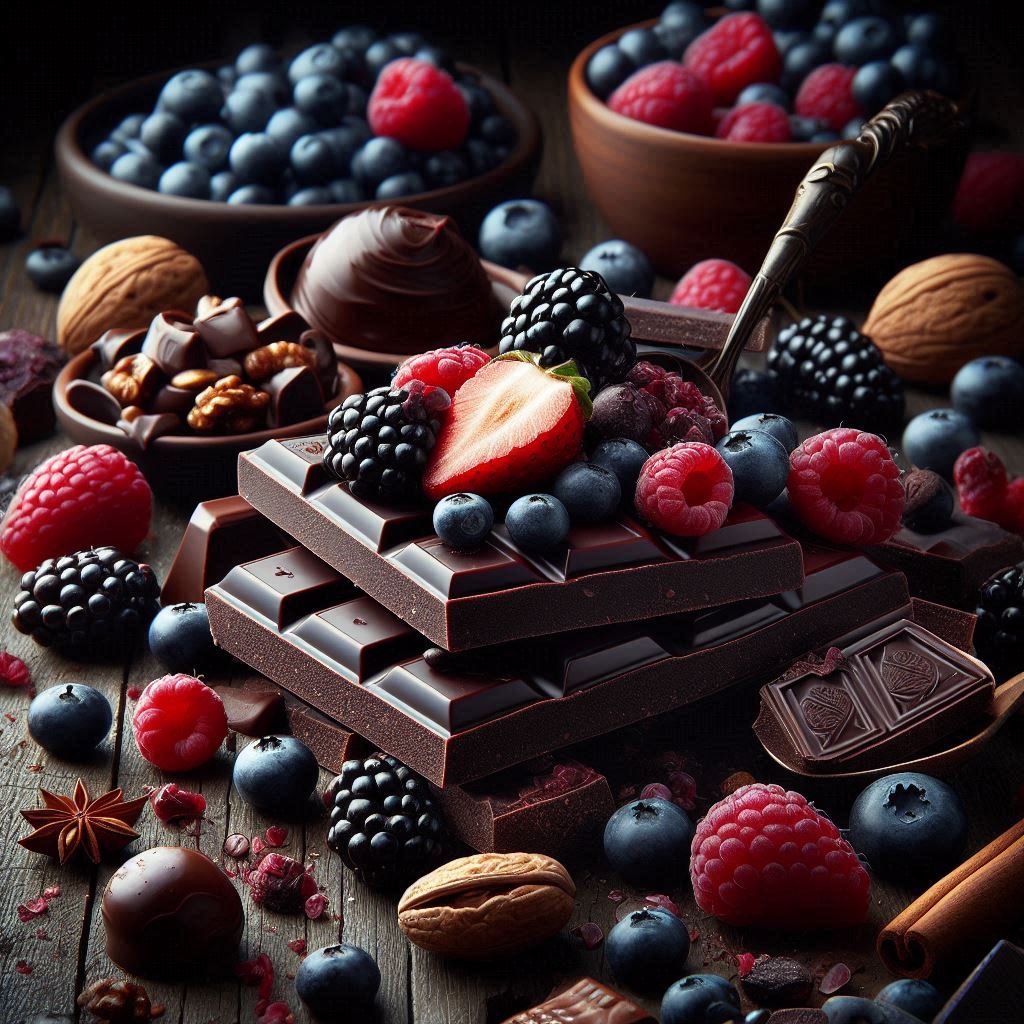 Nuts, berries and dark chocolate